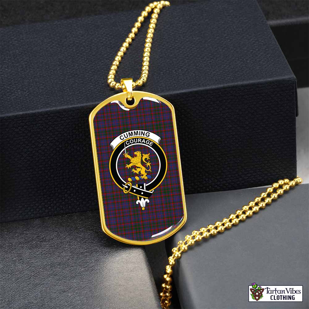 Tartan Vibes Clothing Cumming Tartan Dog Tag Necklace with Family Crest