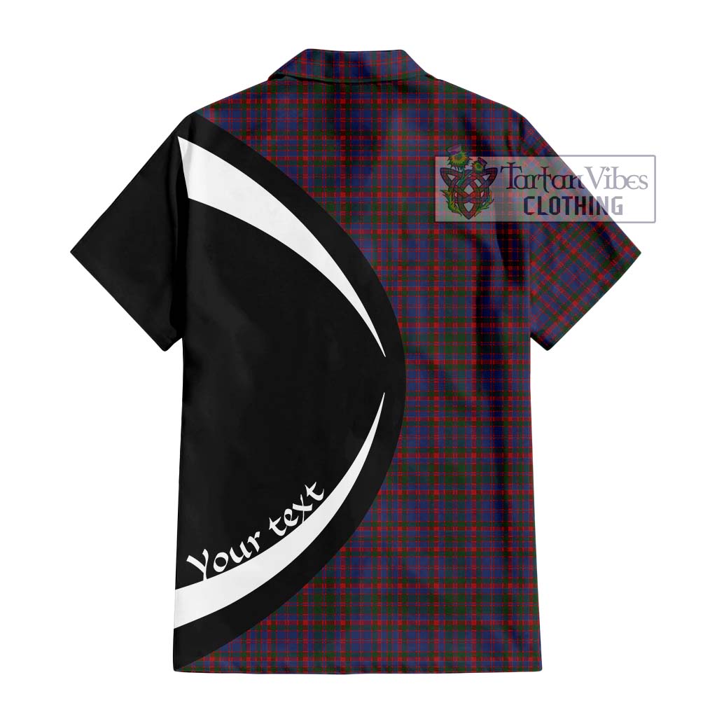 Cumming Tartan Short Sleeve Button Up with Family Crest Circle Style - Tartan Vibes Clothing