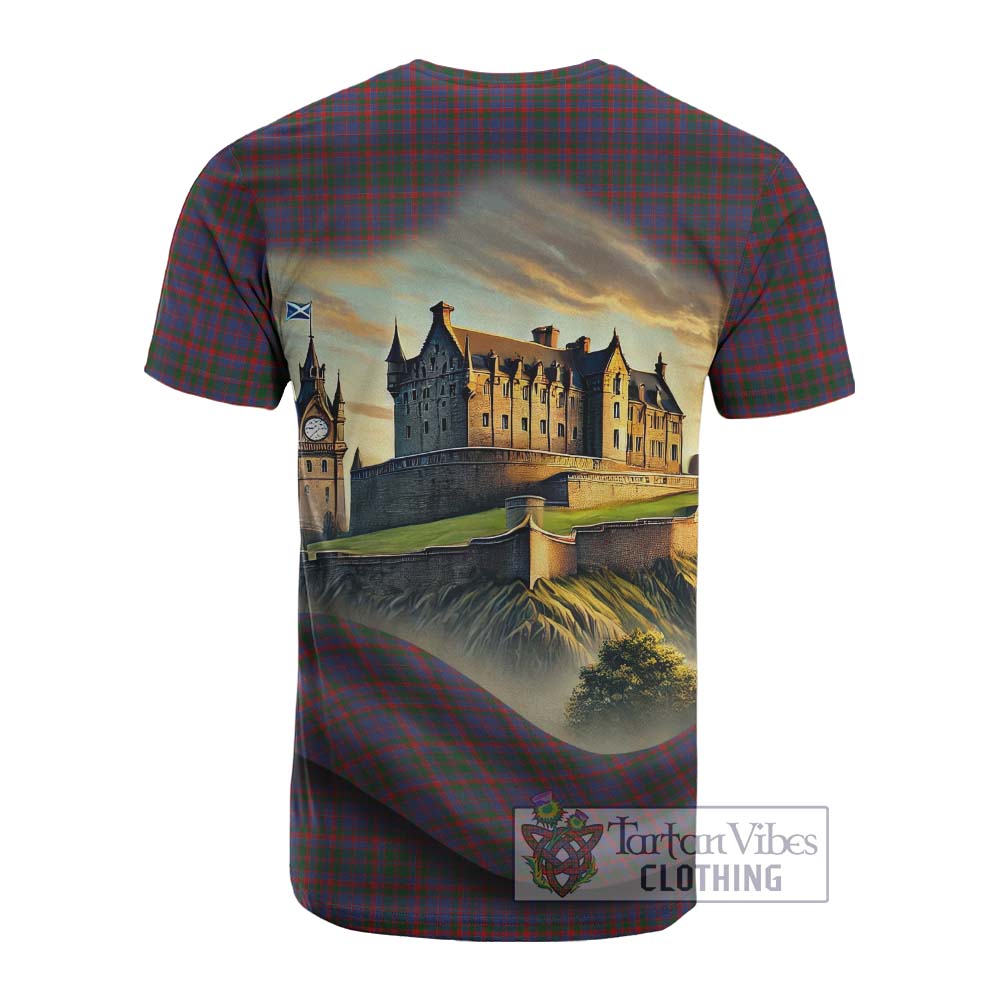 Cumming Tartan Family Crest Cotton T-shirt with Scottish Ancient Castle Style - Tartan Vibes Clothing