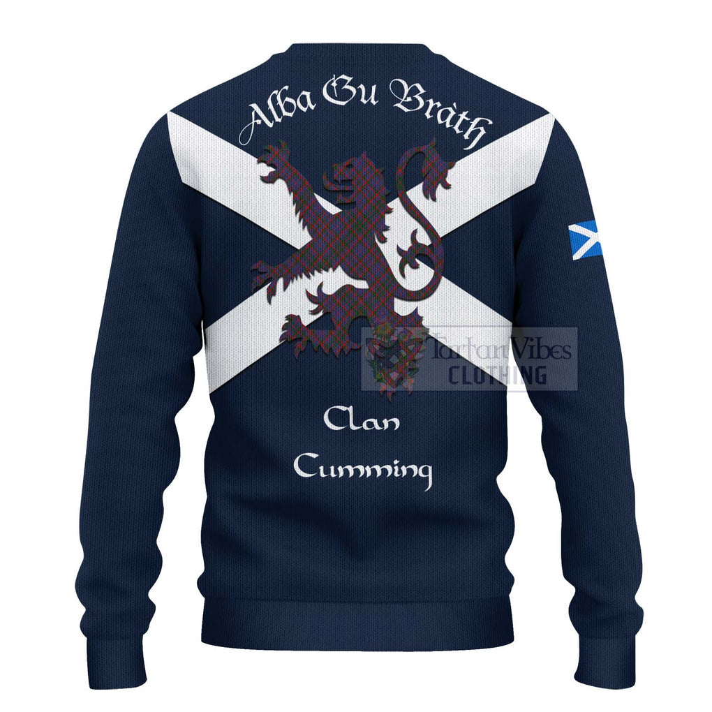 Tartan Vibes Clothing Cumming Tartan Lion Rampant Knitted Sweater – Proudly Display Your Heritage with Alba Gu Brath and Clan Name