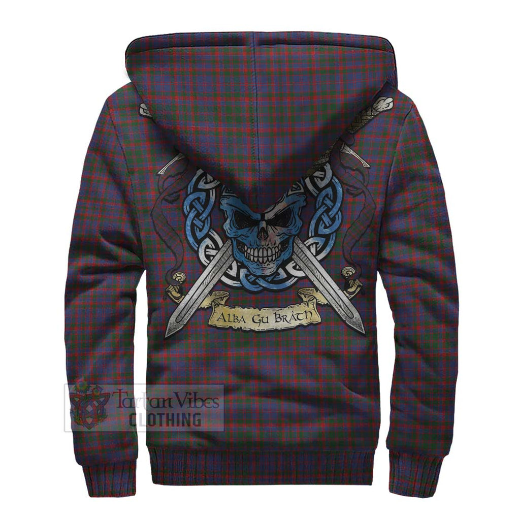 Tartan Vibes Clothing Cumming Tartan Sherpa Hoodie with Family Crest Celtic Skull Style