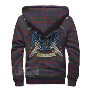 Cumming Tartan Sherpa Hoodie with Family Crest Celtic Skull Style