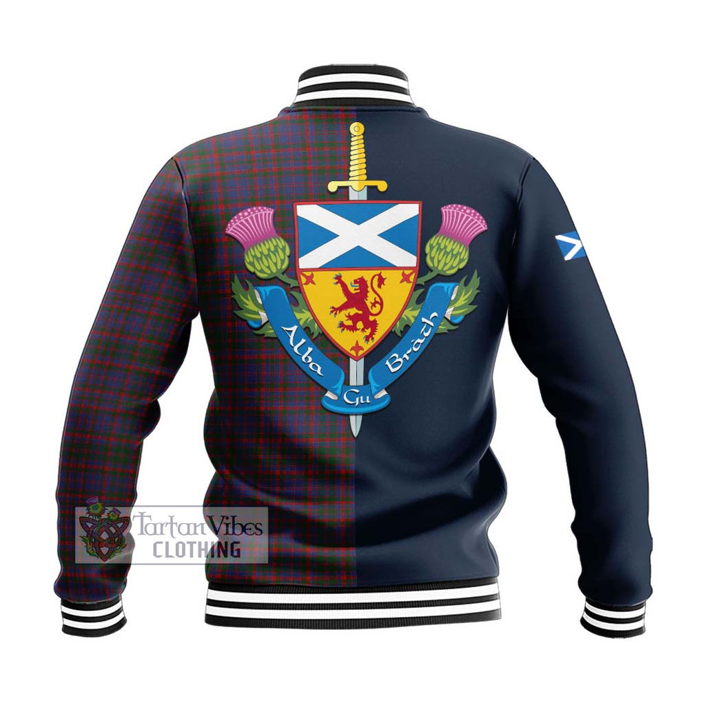 Tartan Vibes Clothing Cumming Tartan Baseball Jacket with Scottish Lion Royal Arm Half Style