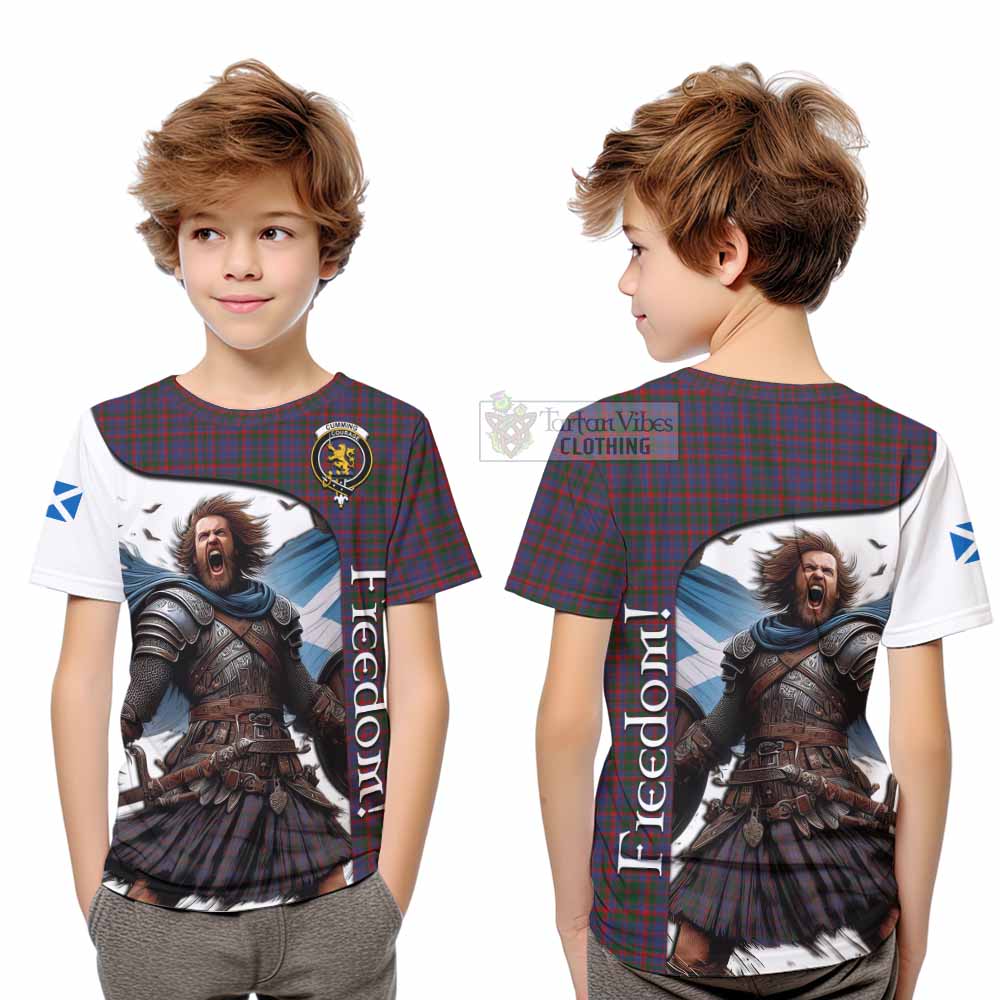 Tartan Vibes Clothing Cumming Crest Tartan Kid T-Shirt Inspired by the Freedom of Scottish Warrior