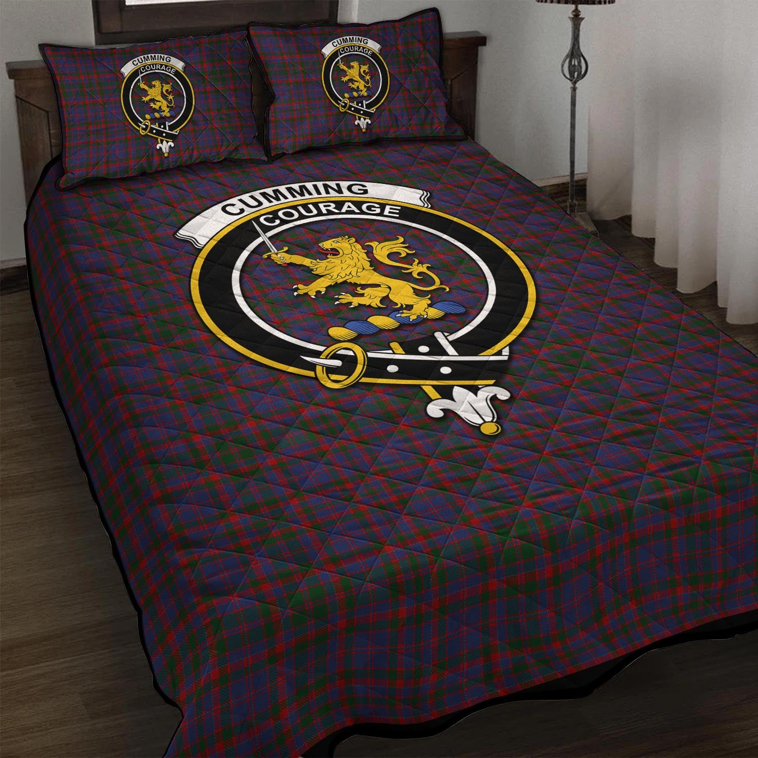 Cumming Tartan Quilt Bed Set with Family Crest - Tartan Vibes Clothing