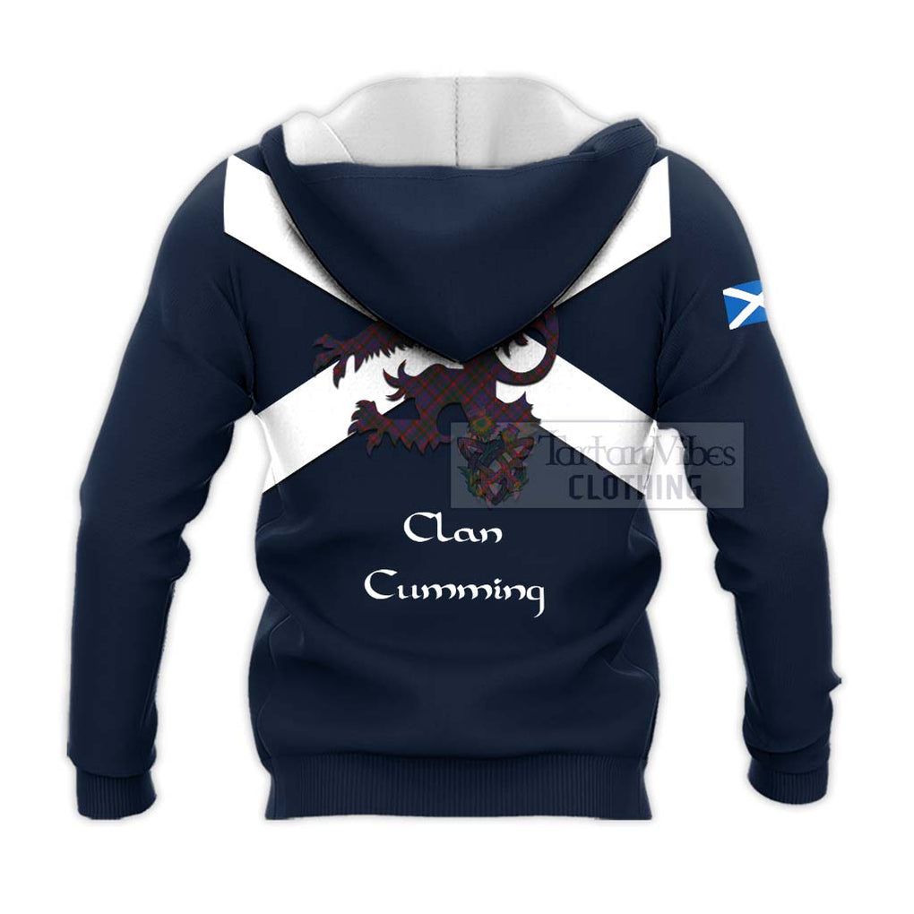 Tartan Vibes Clothing Cumming Tartan Lion Rampant Knitted Hoodie – Proudly Display Your Heritage with Alba Gu Brath and Clan Name