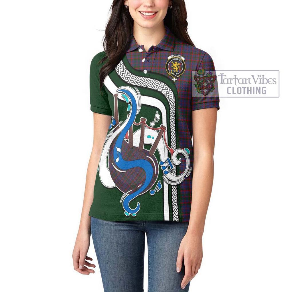 Cumming Tartan Women's Polo Shirt with Epic Bagpipe Style - Tartanvibesclothing Shop