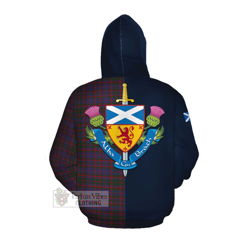 Tartan Vibes Clothing Cumming Tartan Cotton Hoodie Alba with Scottish Lion Royal Arm Half Style