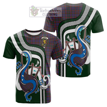 Cumming Tartan Cotton T-shirt with Epic Bagpipe Style