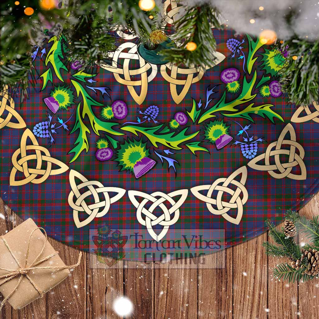 Tartan Vibes Clothing Cumming Tartan Christmas Tree Skirt with Thistle Celtic Knot Style