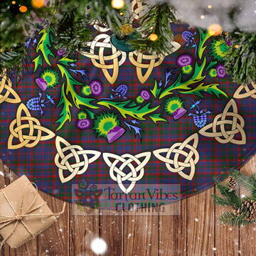 Cumming Tartan Christmas Tree Skirt with Thistle Celtic Knot Style