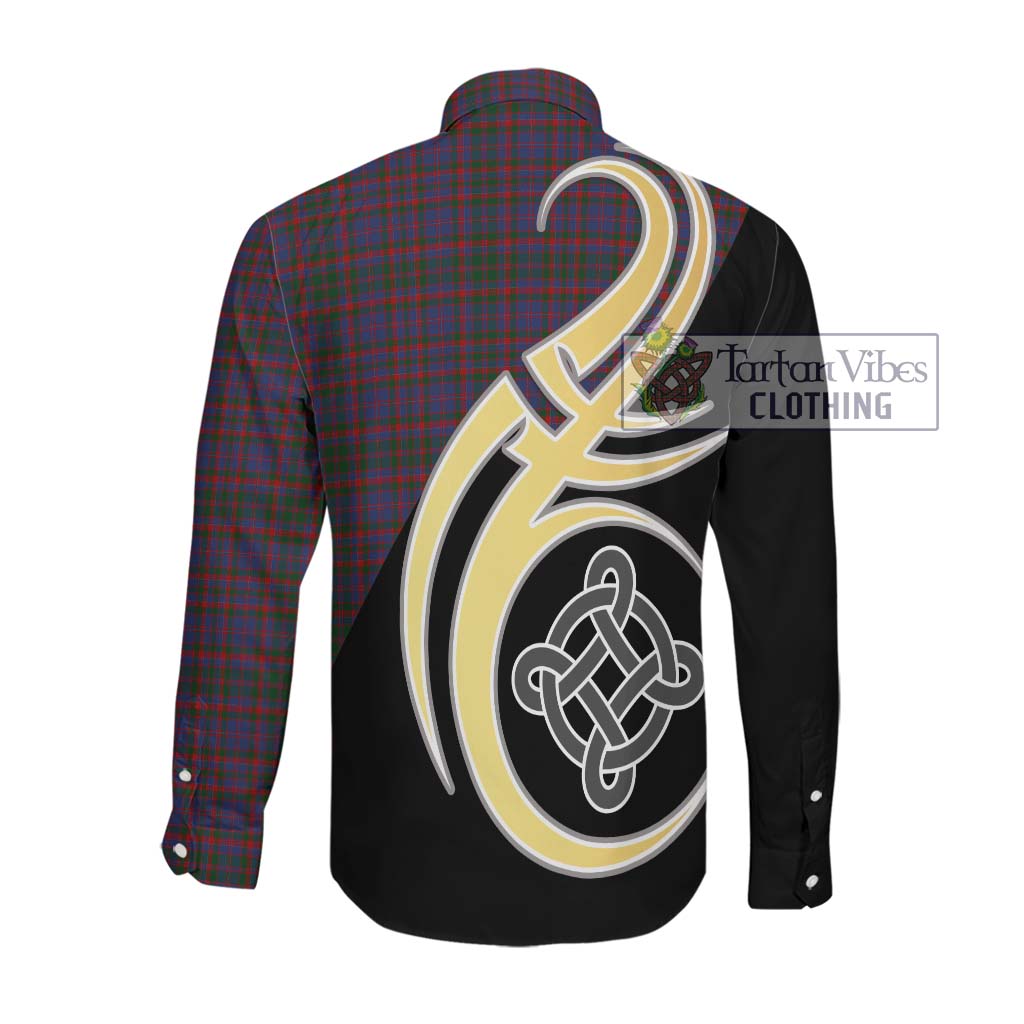 Cumming Tartan Long Sleeve Button Shirt with Family Crest and Celtic Symbol Style Men's Shirt - Tartan Vibes Clothing