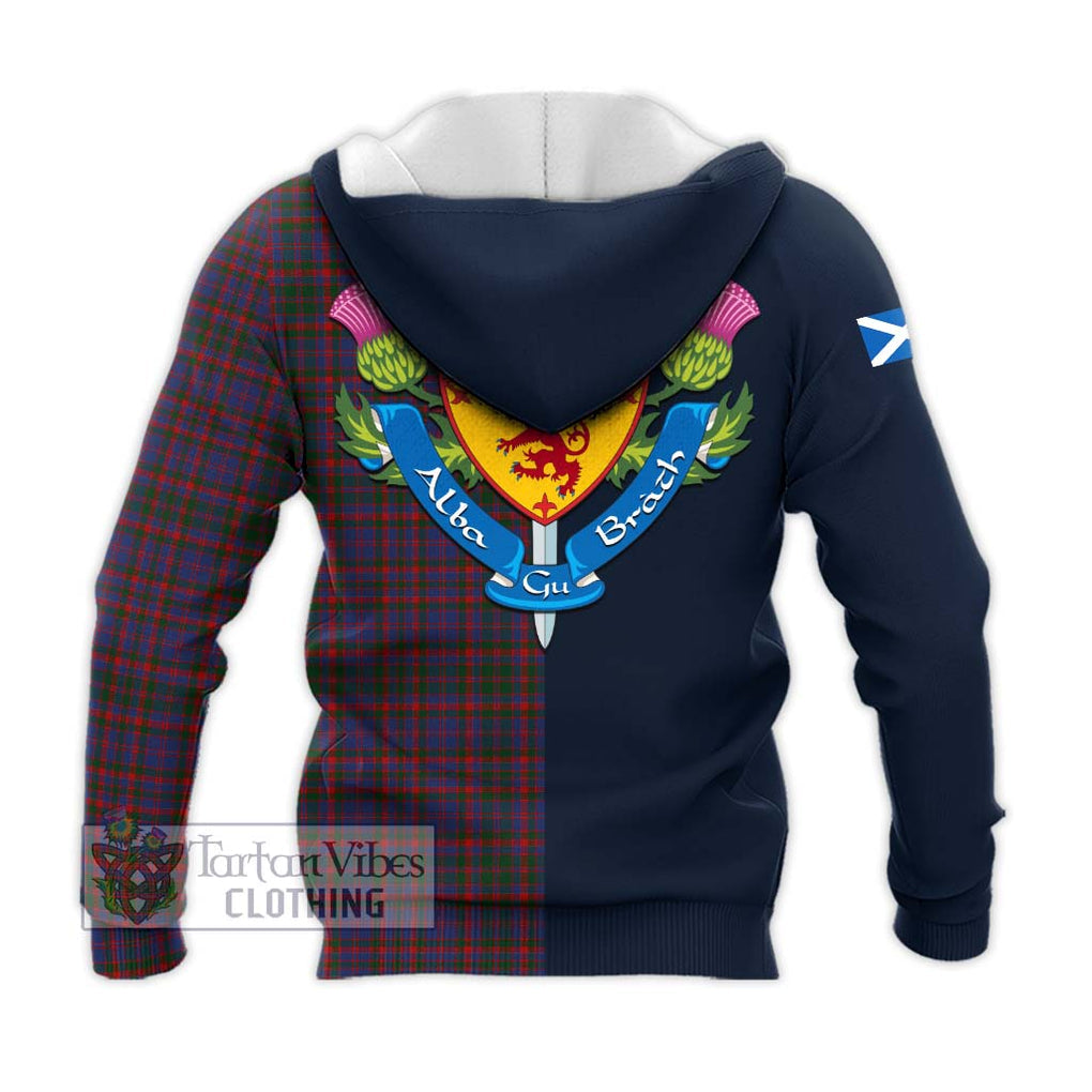 Tartan Vibes Clothing Cumming Tartan Knitted Hoodie with Scottish Lion Royal Arm Half Style