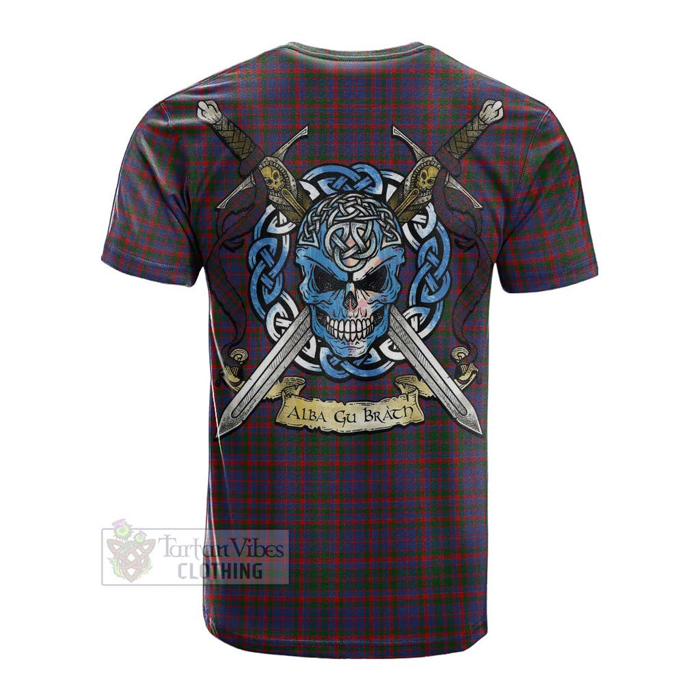 Tartan Vibes Clothing Cumming Tartan Cotton T-shirt with Family Crest Celtic Skull Style