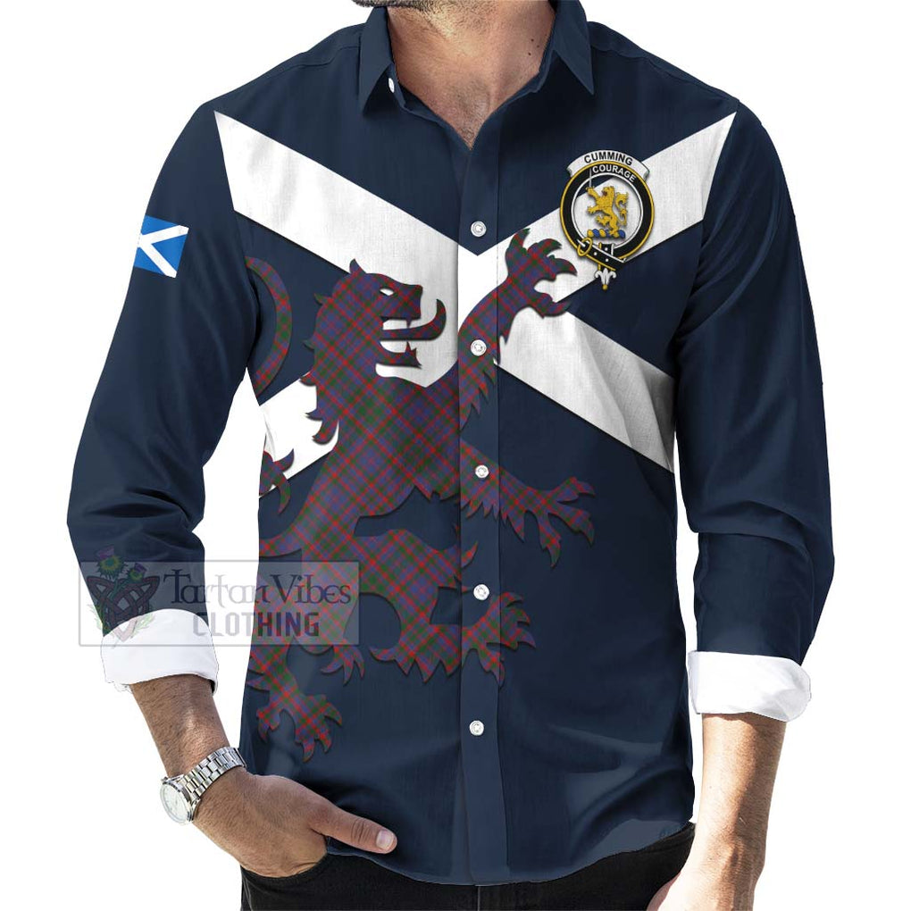 Tartan Vibes Clothing Cumming Tartan Lion Rampant Long Sleeve Button Shirt – Proudly Display Your Heritage with Alba Gu Brath and Clan Name