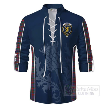 Cumming Tartan Ghillie Kilt Shirt with Family Crest and Scottish Thistle Vibes Sport Style