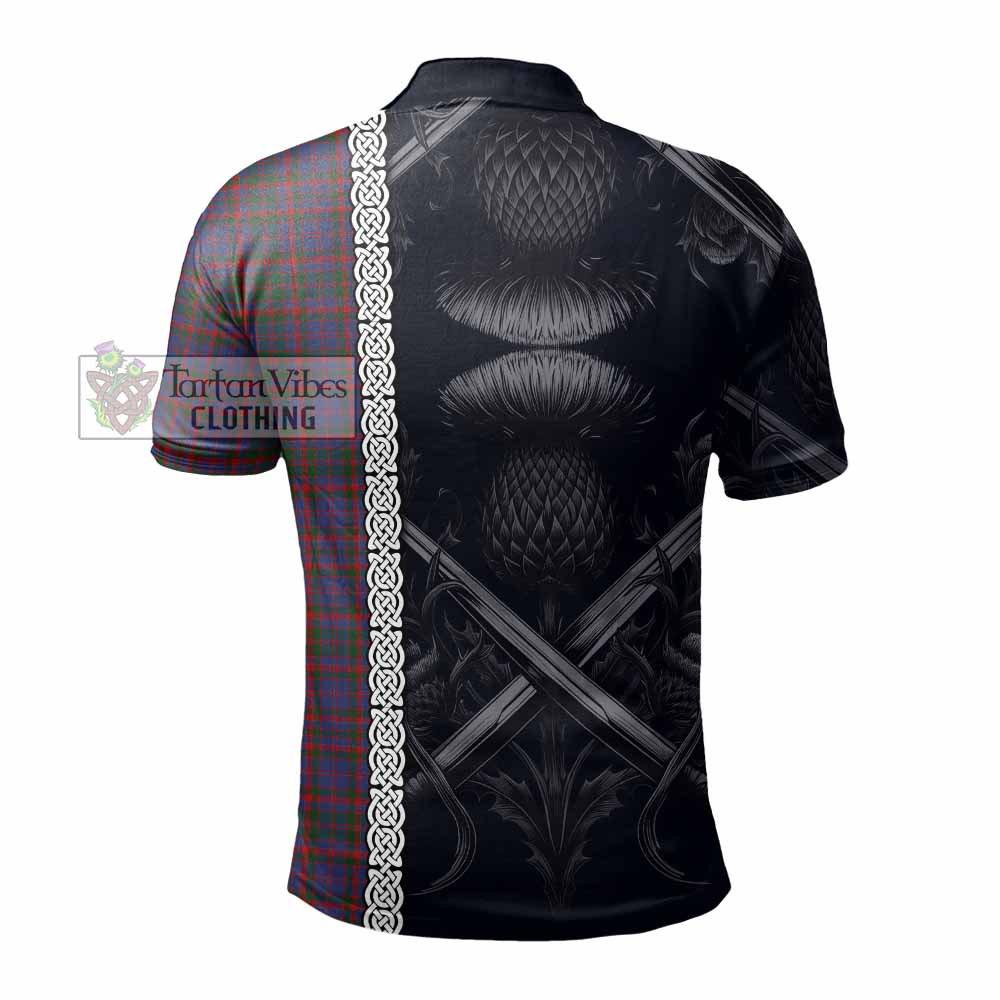 Tartan Vibes Clothing Cumming Tartan Polo Shirt with Family Crest Cross Sword Thistle Celtic Vibes