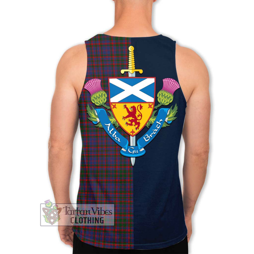 Tartan Vibes Clothing Cumming Tartan Men's Tank Top with Scottish Lion Royal Arm Half Style