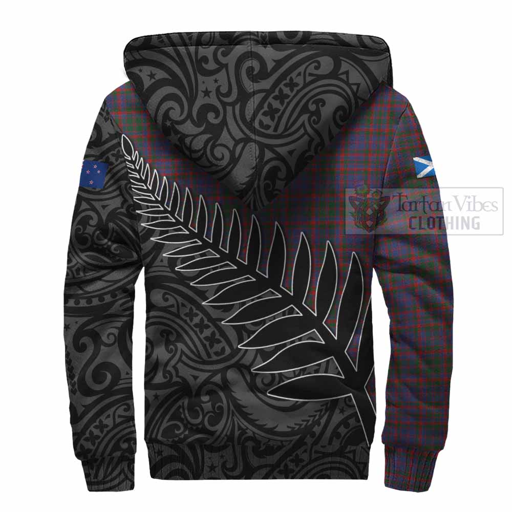 Tartan Vibes Clothing Cumming Crest Tartan Sherpa Hoodie with New Zealand Silver Fern Half Style