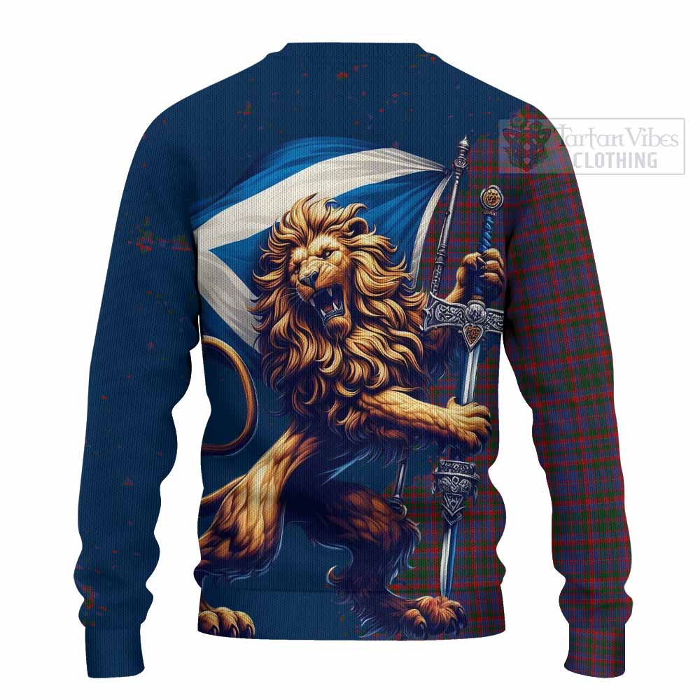 Tartan Vibes Clothing Cumming Tartan Family Crest Knitted Sweater with Scottish Majestic Lion