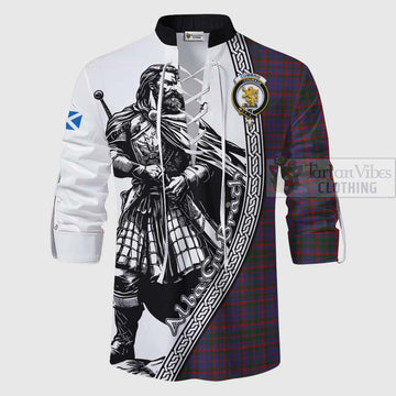 Cumming Tartan Clan Crest Ghillie Kilt Shirt with Highlander Warrior Celtic Style