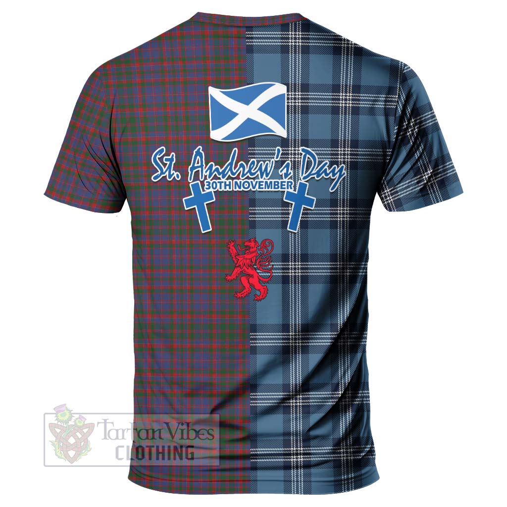 Tartan Vibes Clothing Cumming Tartan T-Shirt Happy St. Andrew's Day Half Tartan Style