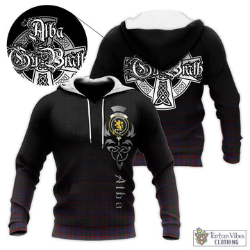 Cumming Tartan Knitted Hoodie Featuring Alba Gu Brath Family Crest Celtic Inspired