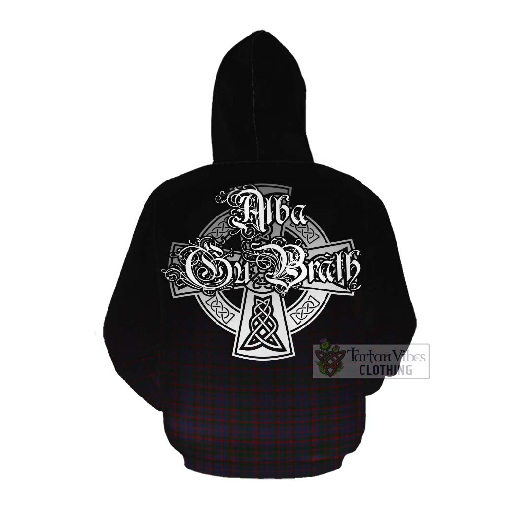 Tartan Vibes Clothing Cumming Tartan Cotton Hoodie Featuring Alba Gu Brath Family Crest Celtic Inspired