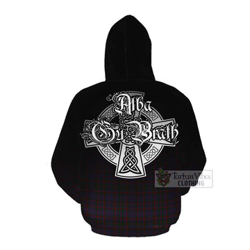 Cumming Tartan Cotton Hoodie Featuring Alba Gu Brath Family Crest Celtic Inspired