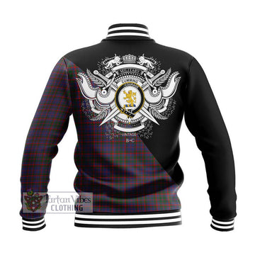 Cumming Tartan Baseball Jacket with Family Crest and Military Logo Style