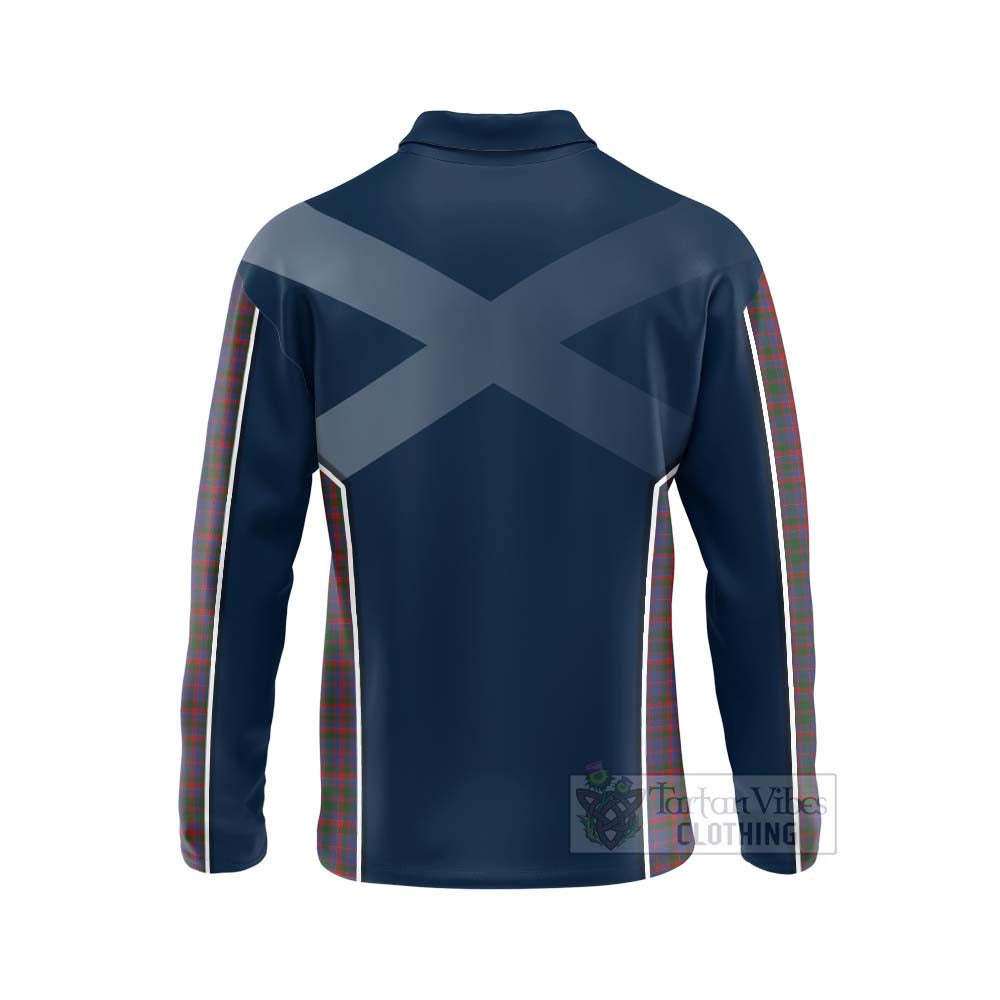 Tartan Vibes Clothing Cumming Tartan Long Sleeve Polo Shirt with Family Crest and Scottish Thistle Vibes Sport Style