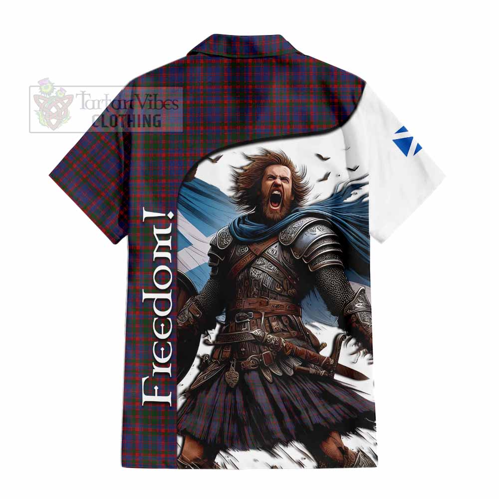 Tartan Vibes Clothing Cumming Crest Tartan Short Sleeve Button Shirt Inspired by the Freedom of Scottish Warrior