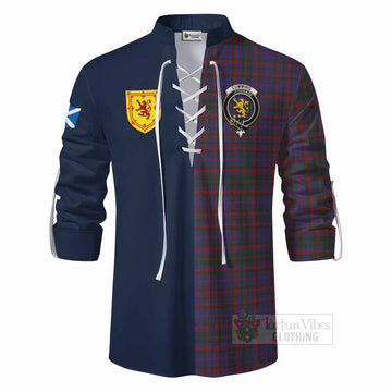 Cumming Tartan Ghillie Kilt Shirt Alba with Scottish Lion Royal Arm Half Style