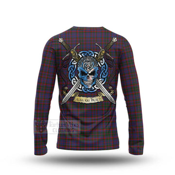 Cumming Tartan Long Sleeve T-Shirt with Family Crest Celtic Skull Style