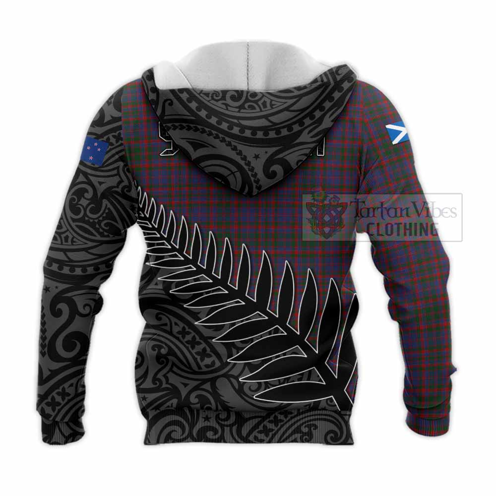 Tartan Vibes Clothing Cumming Crest Tartan Knitted Hoodie with New Zealand Silver Fern Half Style