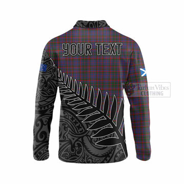 Cumming Crest Tartan Long Sleeve Polo Shirt with New Zealand Silver Fern Half Style