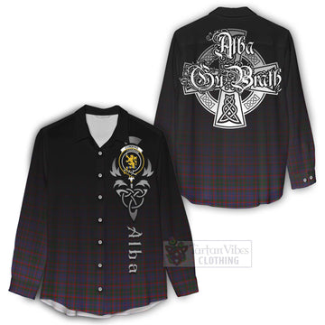 Cumming Tartan Women's Casual Shirt Featuring Alba Gu Brath Family Crest Celtic Inspired