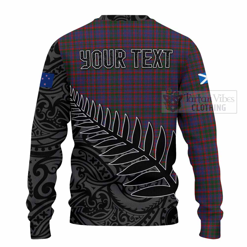 Tartan Vibes Clothing Cumming Crest Tartan Knitted Sweater with New Zealand Silver Fern Half Style