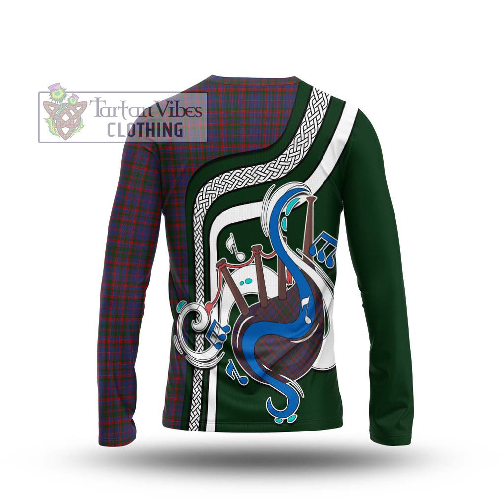 Tartan Vibes Clothing Cumming Tartan Long Sleeve T-Shirt with Epic Bagpipe Style