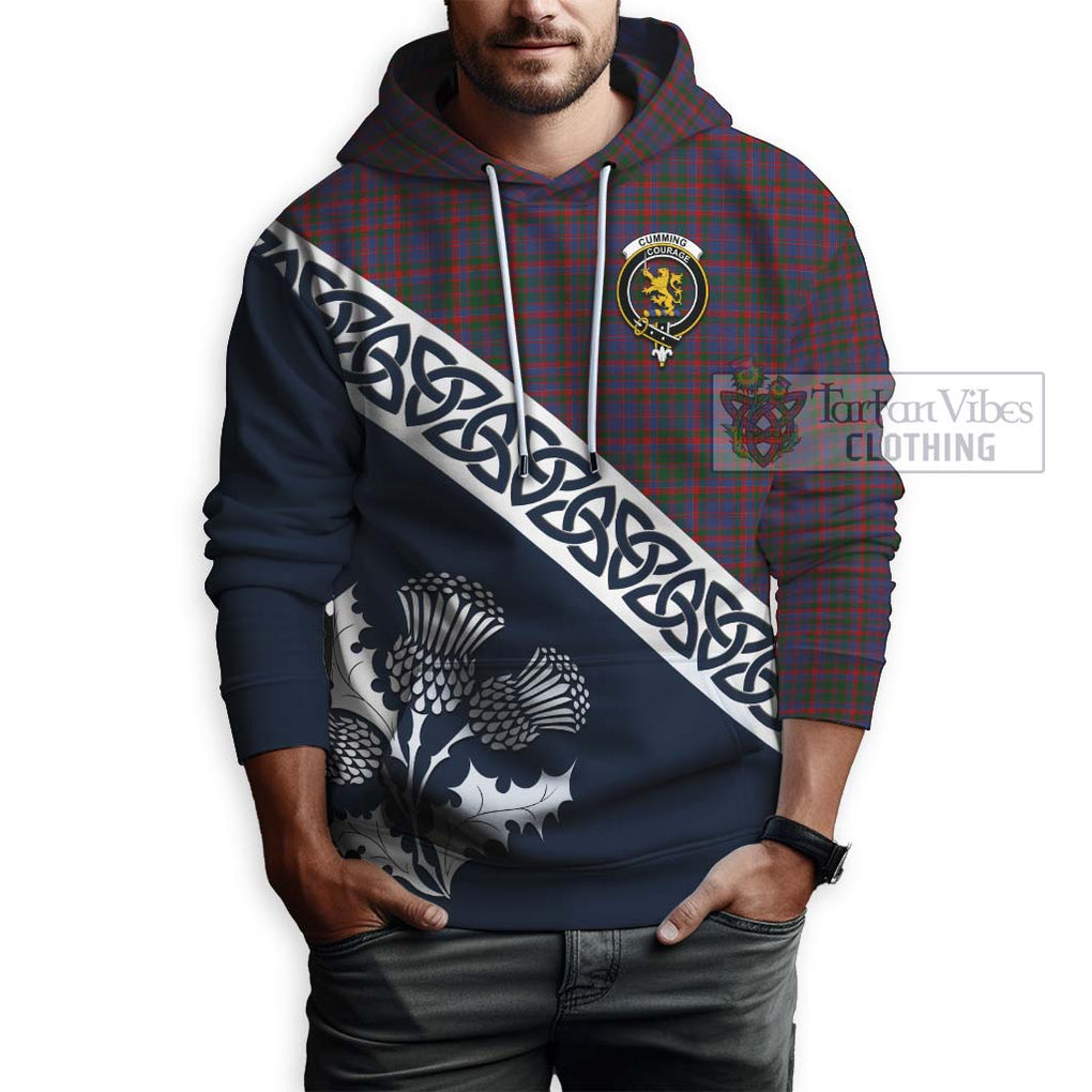 Tartan Vibes Clothing Cumming Tartan Hoodie Featuring Thistle and Scotland Map