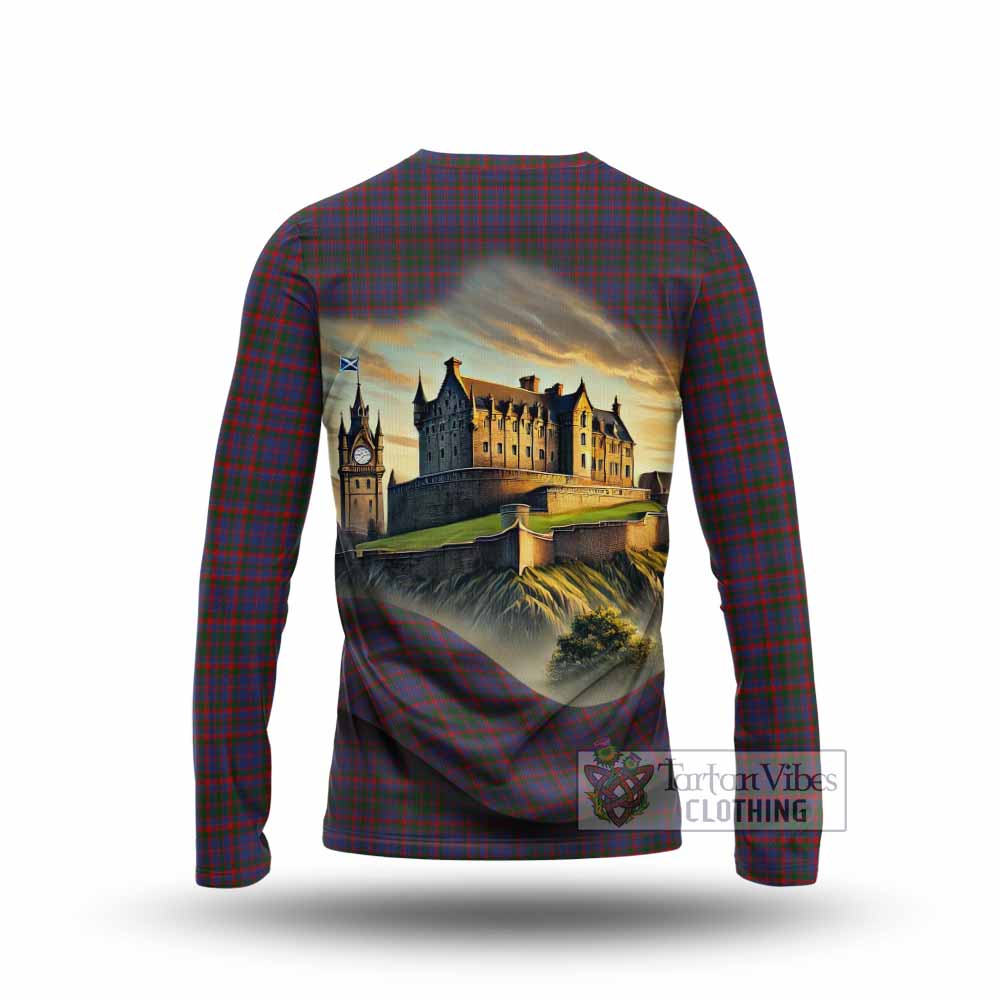 Cumming Tartan Family Crest Long Sleeve T-Shirt with Scottish Ancient Castle Style - Tartan Vibes Clothing