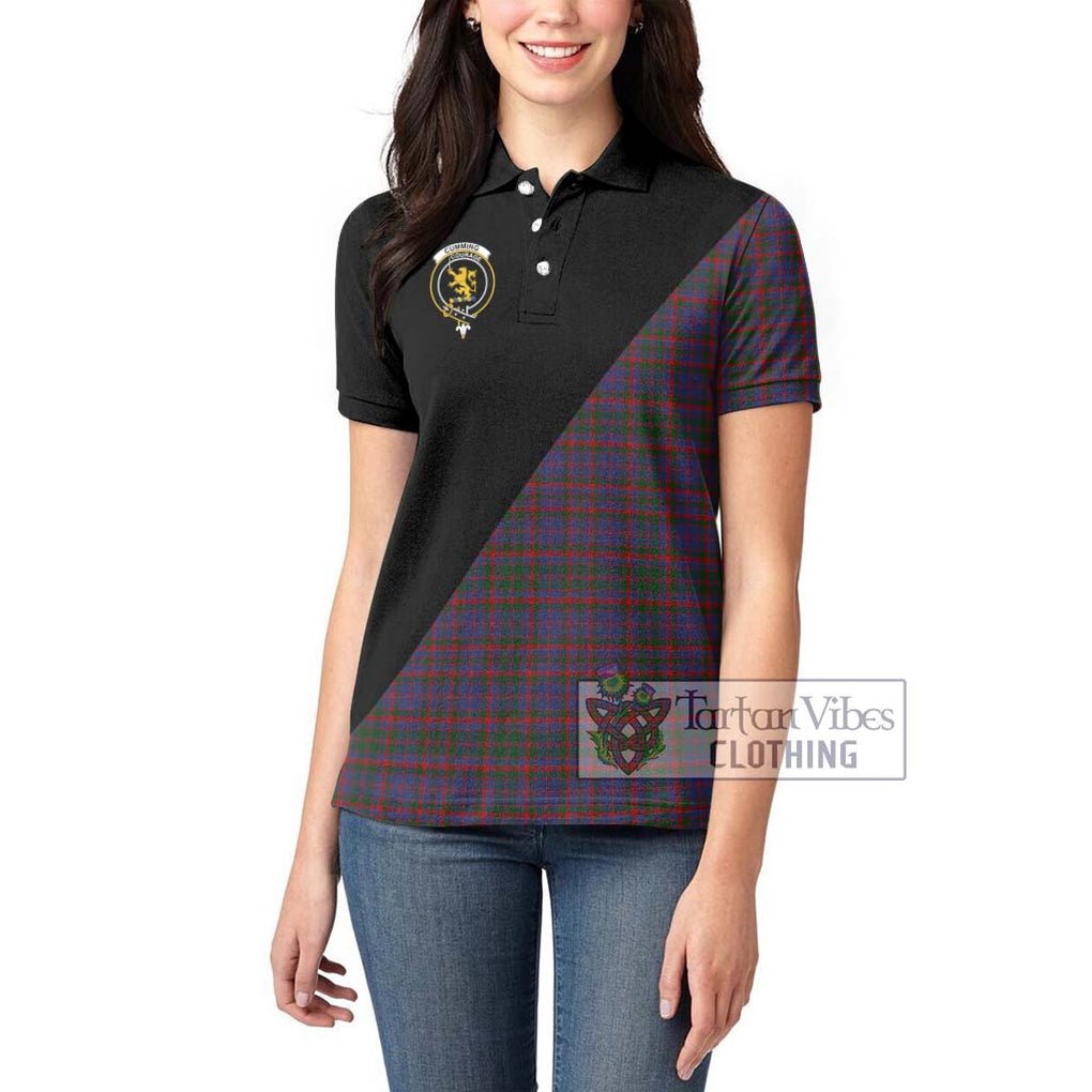 Cumming Tartan Women's Polo Shirt with Family Crest and Military Logo Style - Tartanvibesclothing Shop