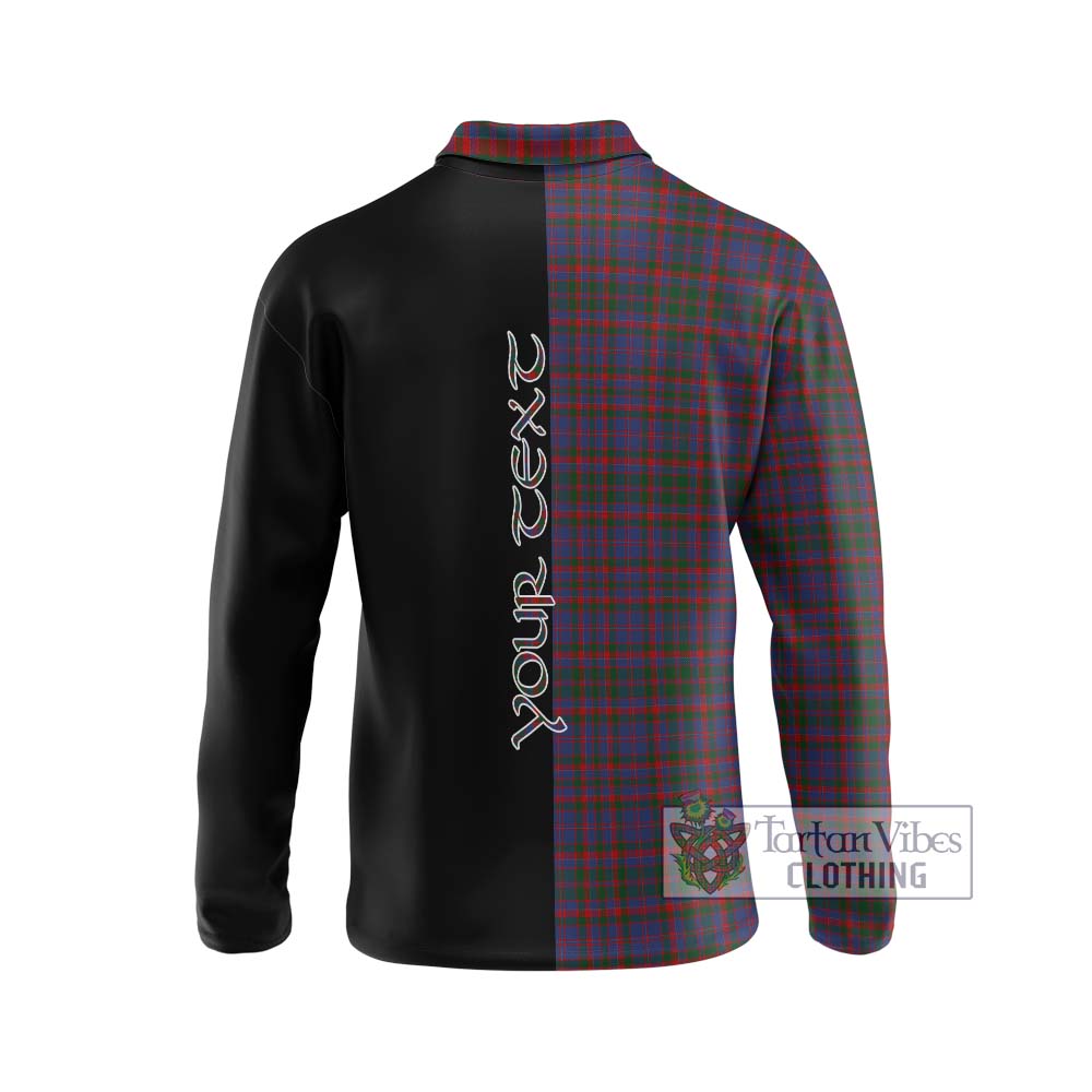 Cumming Tartan Long Sleeve Polo Shirt with Family Crest and Half Of Me Style - Tartanvibesclothing Shop