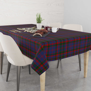 Cumming Tartan Tablecloth with Clan Crest and the Golden Sword of Courageous Legacy