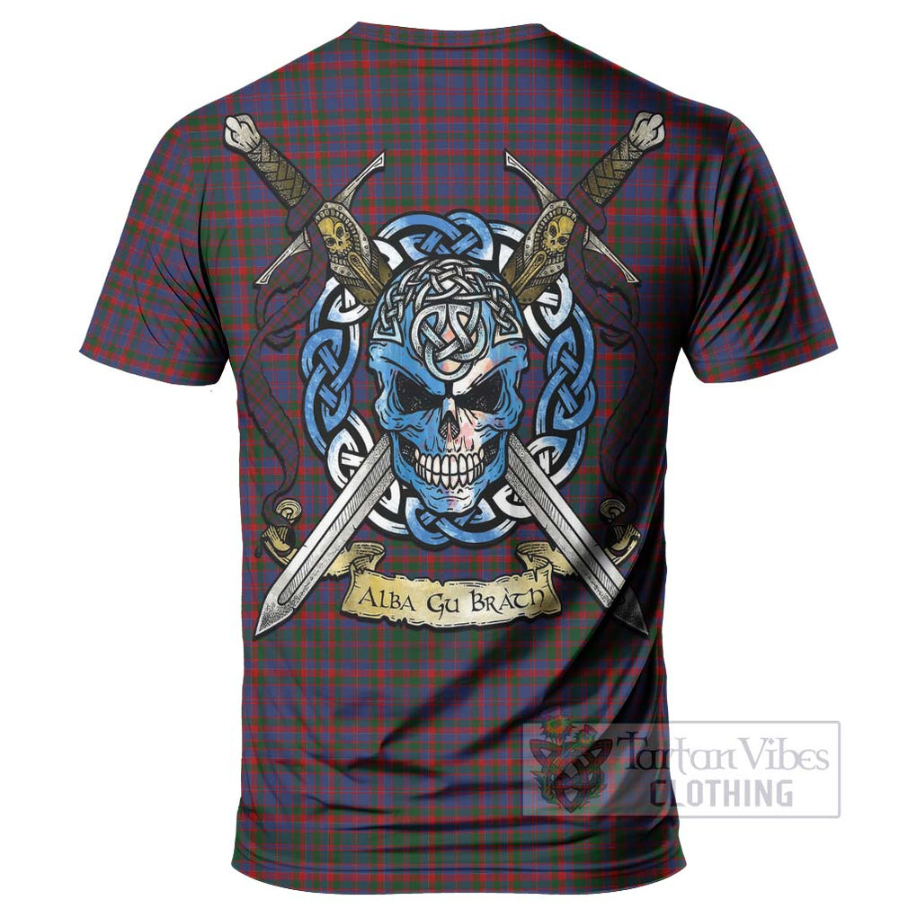 Tartan Vibes Clothing Cumming Tartan T-Shirt with Family Crest Celtic Skull Style