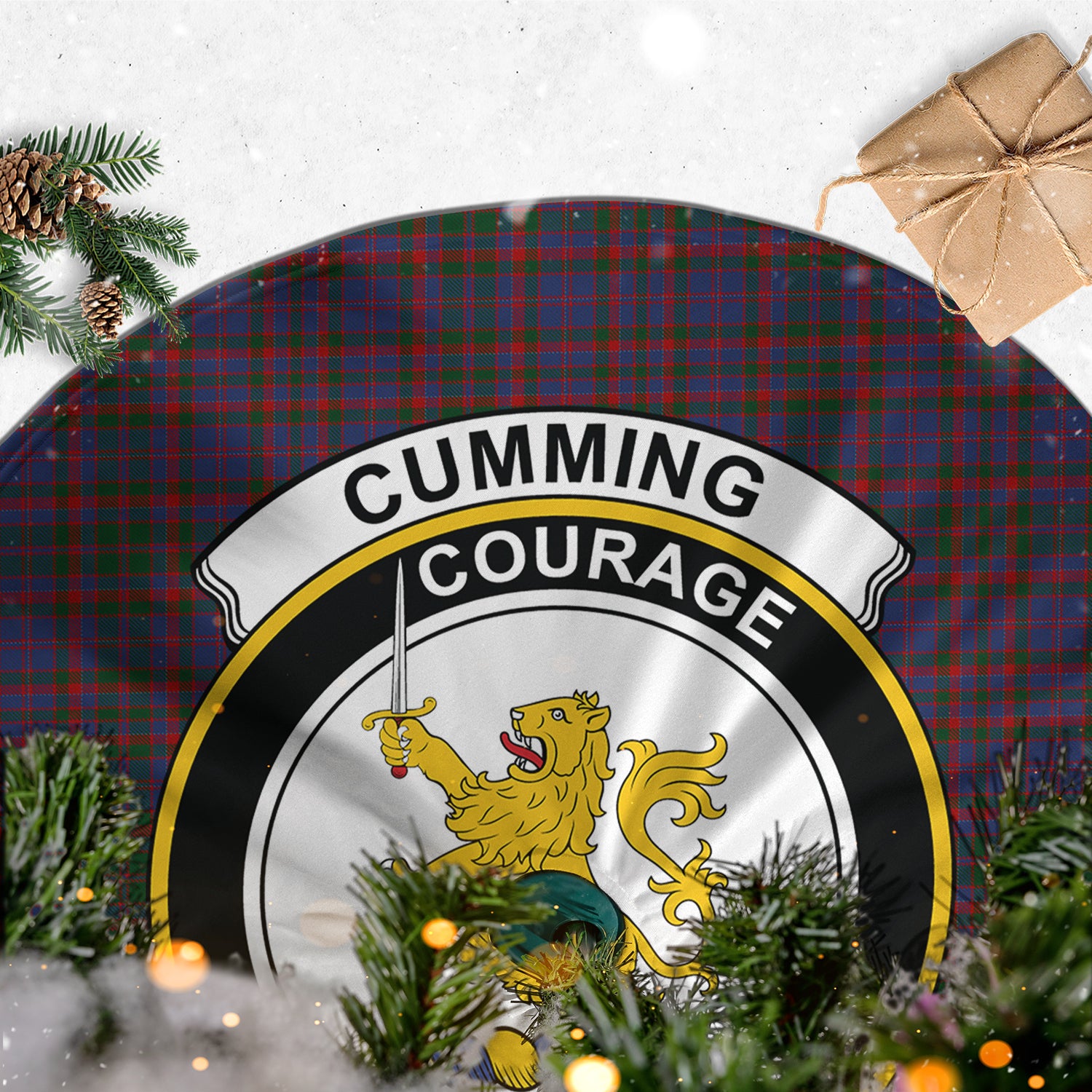 Cumming Tartan Christmas Tree Skirt with Family Crest - Tartanvibesclothing