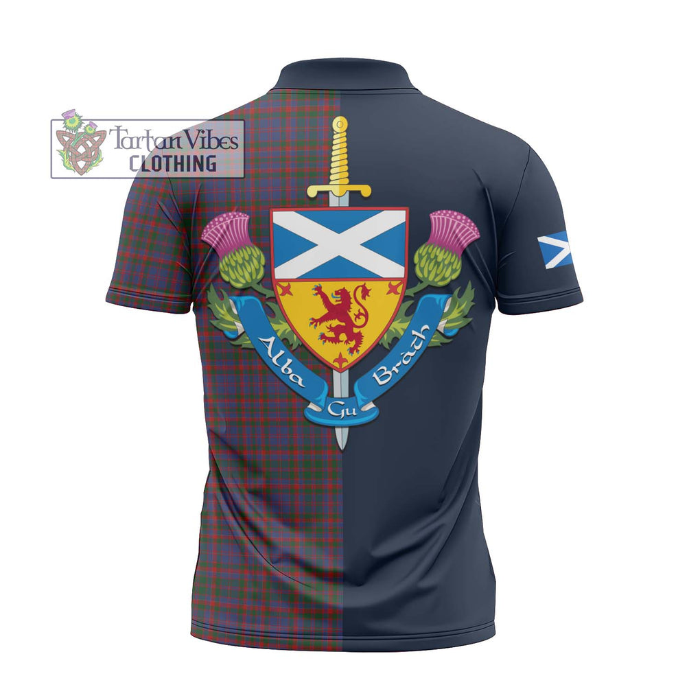 Tartan Vibes Clothing Cumming Tartan Zipper Polo Shirt with Scottish Lion Royal Arm Half Style