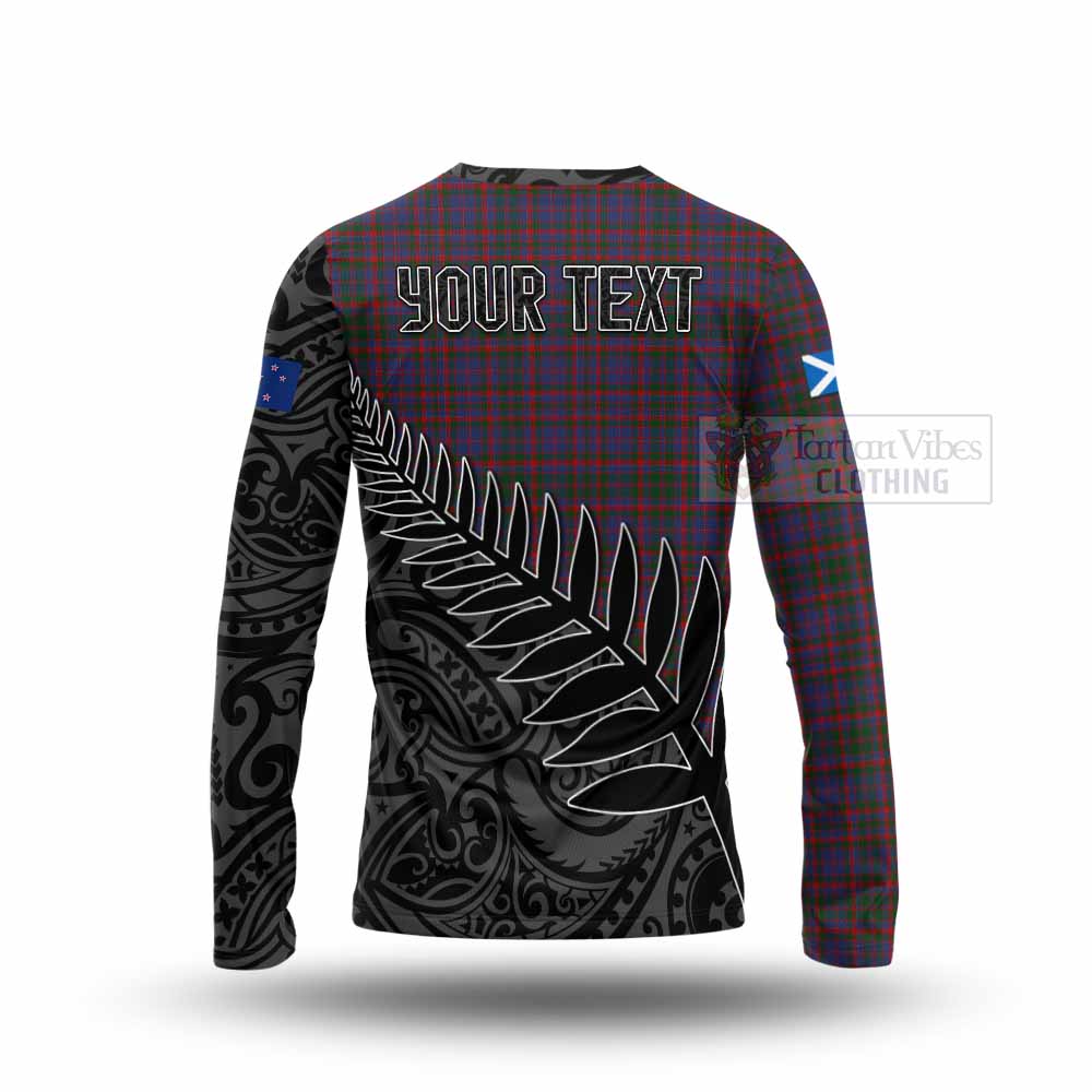 Tartan Vibes Clothing Cumming Crest Tartan Long Sleeve T-Shirt with New Zealand Silver Fern Half Style