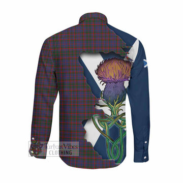 Cumming Tartan Family Crest Long Sleeve Button Shirt Scottish Thistle Celtic Inspired Men's Shirt - Tartan Vibes Clothing