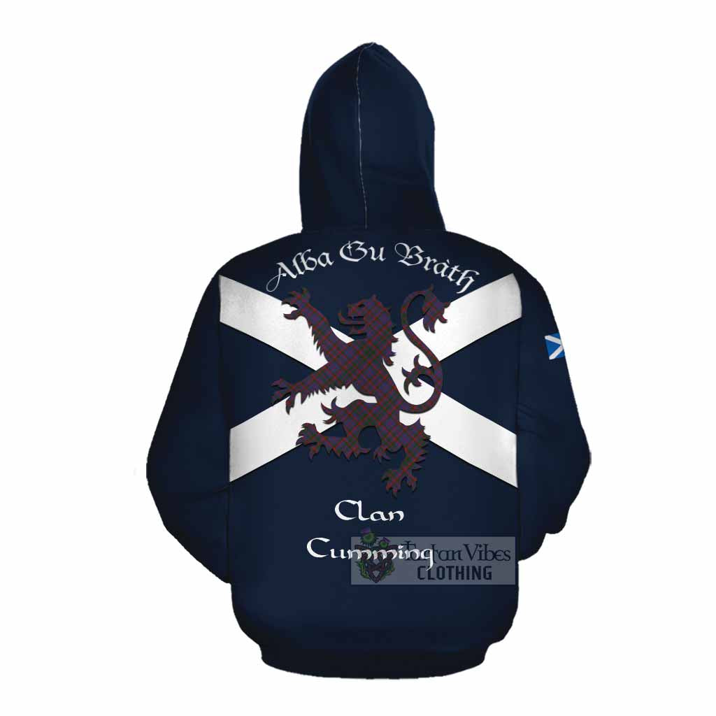 Tartan Vibes Clothing Cumming Tartan Lion Rampant Cotton Hoodie Proudly Display Your Heritage with Alba Gu Brath and Clan Name